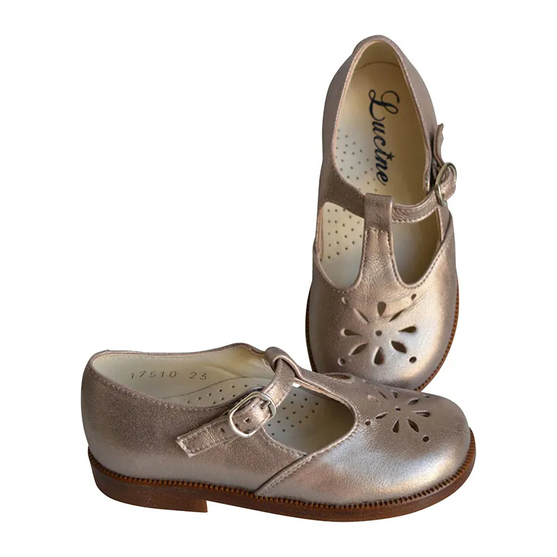 Chaussures Salomé RESISTANTES à boucle Alma - Cuir Doré rosé-1