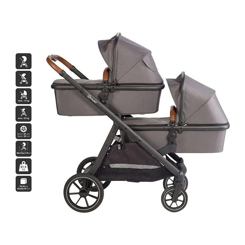 Poussette Double inline Duo 2en1 Gris - 0m+-2