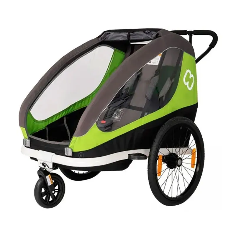 Remorque vélo Traveller Twin Vert/Gris - 6m+-0