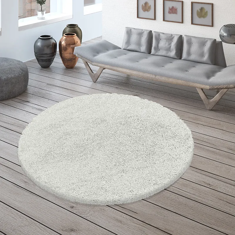 Tapis rond Fluffy Blanc - Plusieurs dim. dispos-0