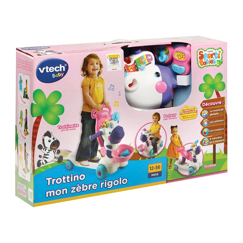 Trottino mon zèbre rigolo Rose - 12m+-4