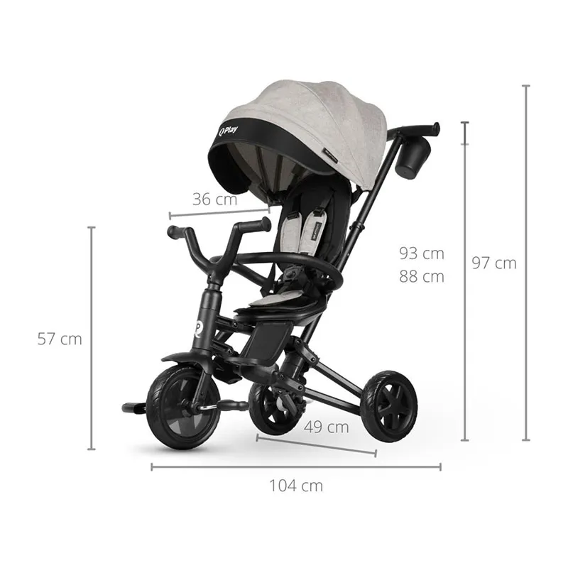 Tricycle Qplay 6en1 Nova Niello Gris - 10m+-4