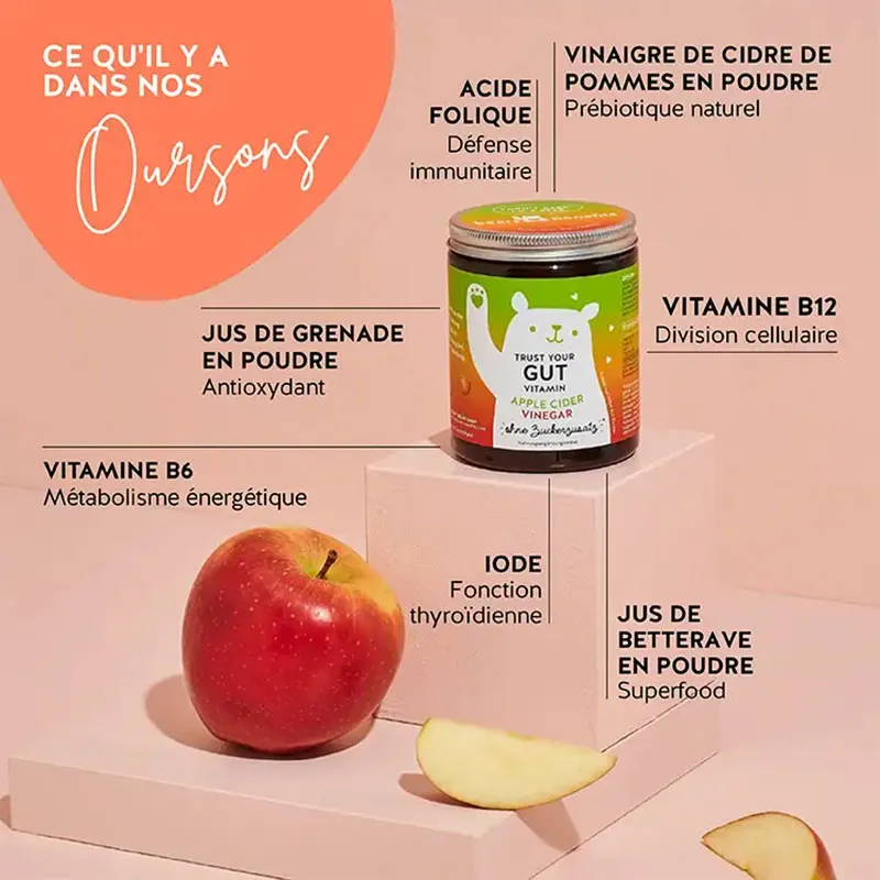 Trust your gut Vinaigre de cidre Bien-être intestinal/Detox - 60 Gummies-1