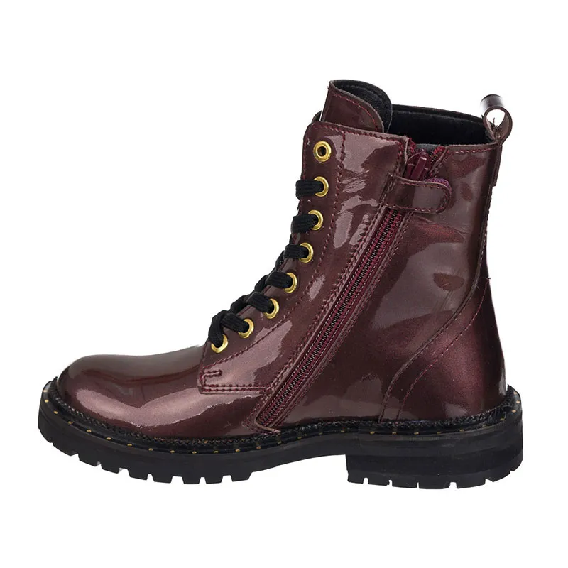 Rangers à lacets/zip Iris Cuir - Bordeaux-2