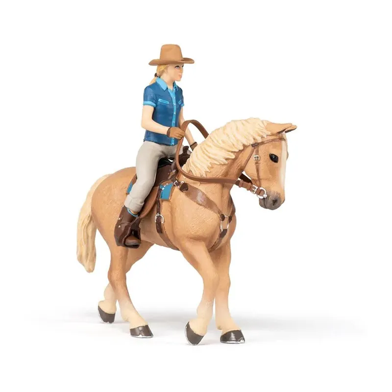 Cheval Western & sa cavalière - 16x10x19cm-0