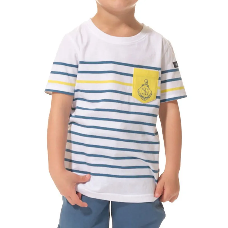 T-shirt MC Allons Garçon - Blanc/Océan/Citron-0