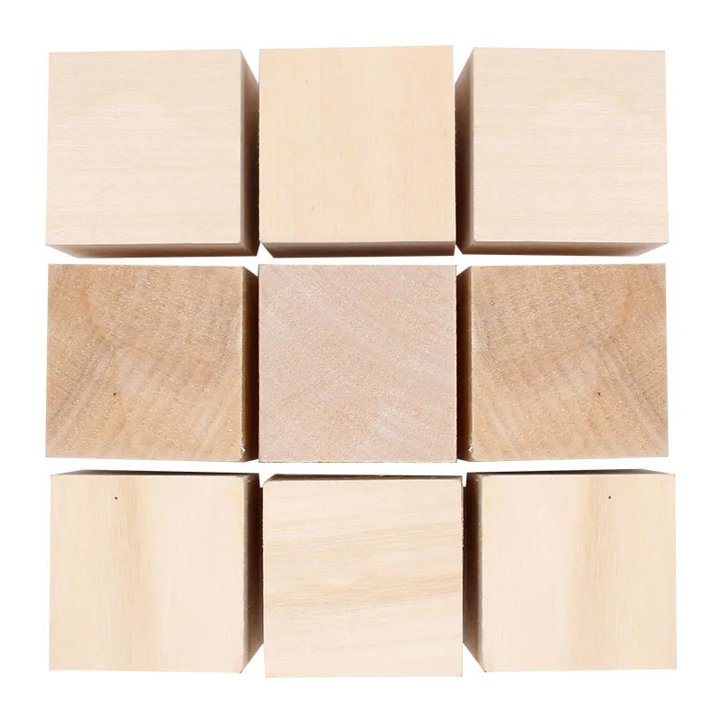 Cubes puzzle bois à décorer 4x4cm 9pcs - 3+-0
