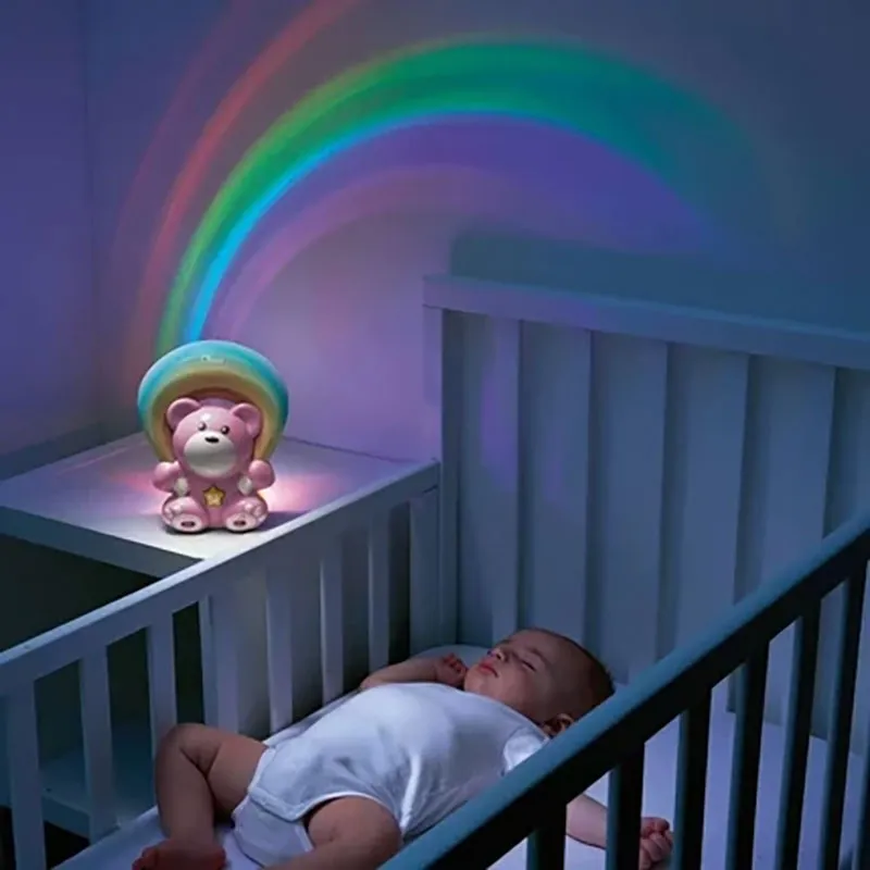 Veilleuse musicale Ourson Arc-en-ciel Rose - 0m+-1