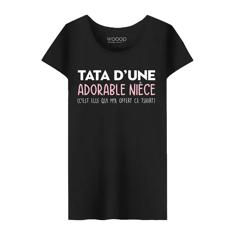 T-shirt Femme BIO Tata d'une adorable niece - Noir-0