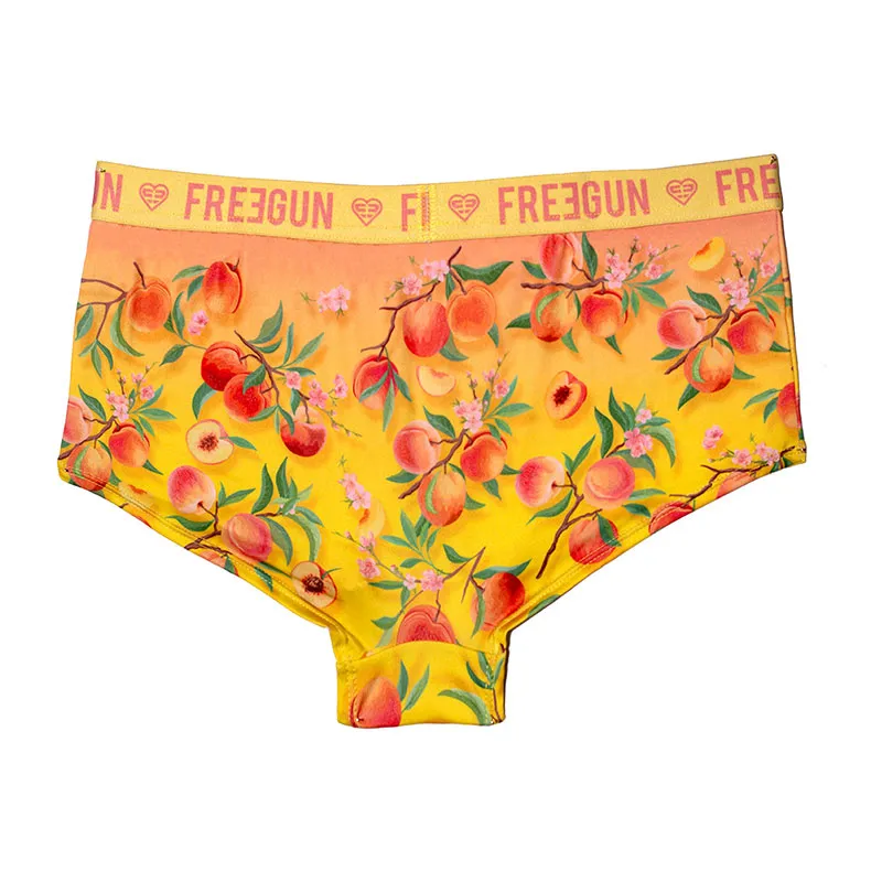 Shorty Fille Flower Power pêche - Jaune-1