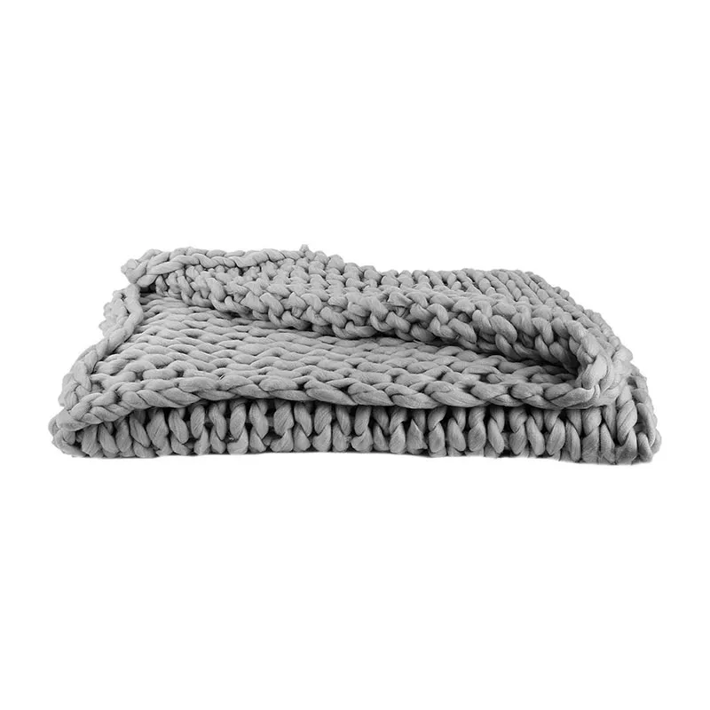 Plaid grosse maille Chunky Gris - 120x150cm-2