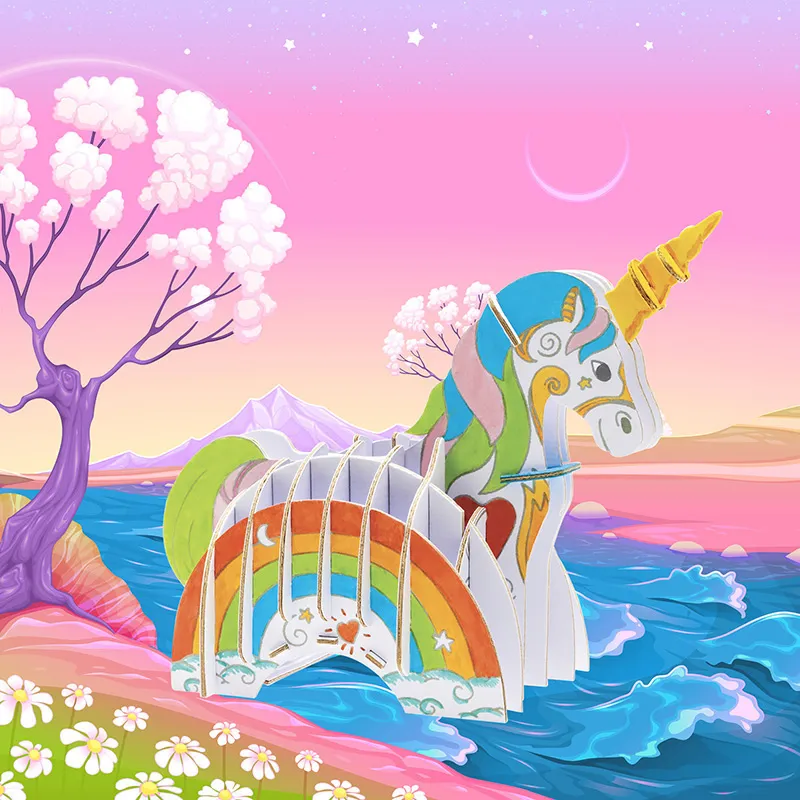 Modèles Pop-up à colorier Licorne - 5+-2