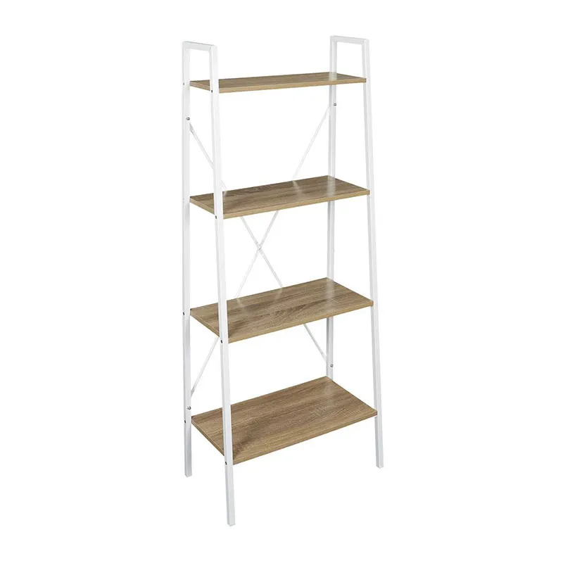Etagère Bois/Métal Blanc - 60x148x32,5cm-2