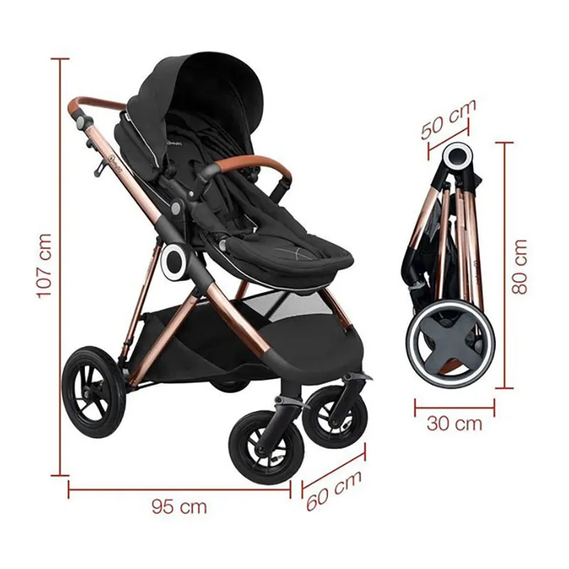 Trio Poussette transformable + Coque Gr.0+ Halime Air Anthracite/Gold - 0m+-7
