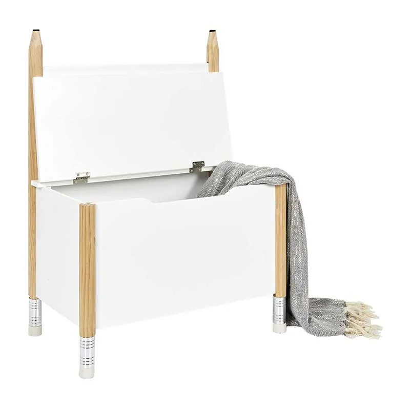 Banc coffre Crayon Bois/Blanc - 60x80x34cm-4