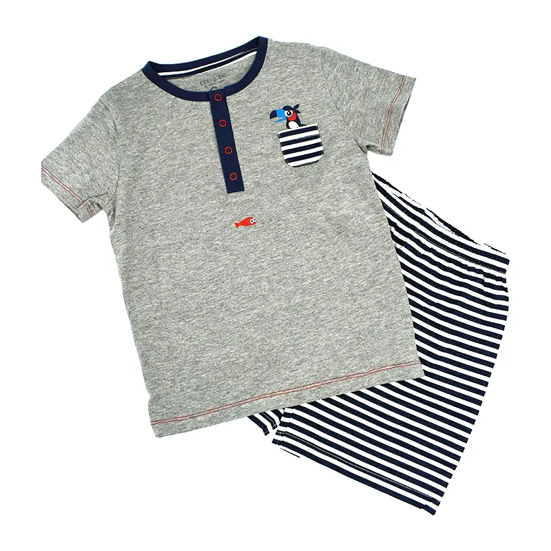 Pyjama MC short Moussaillon - Marine/Blanc/Gris-0