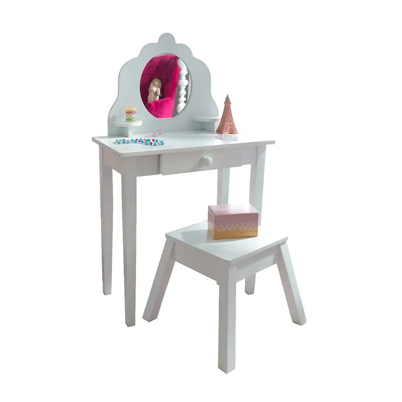 Coiffeuse + Tabouret Medium Blanc - 36m+-1