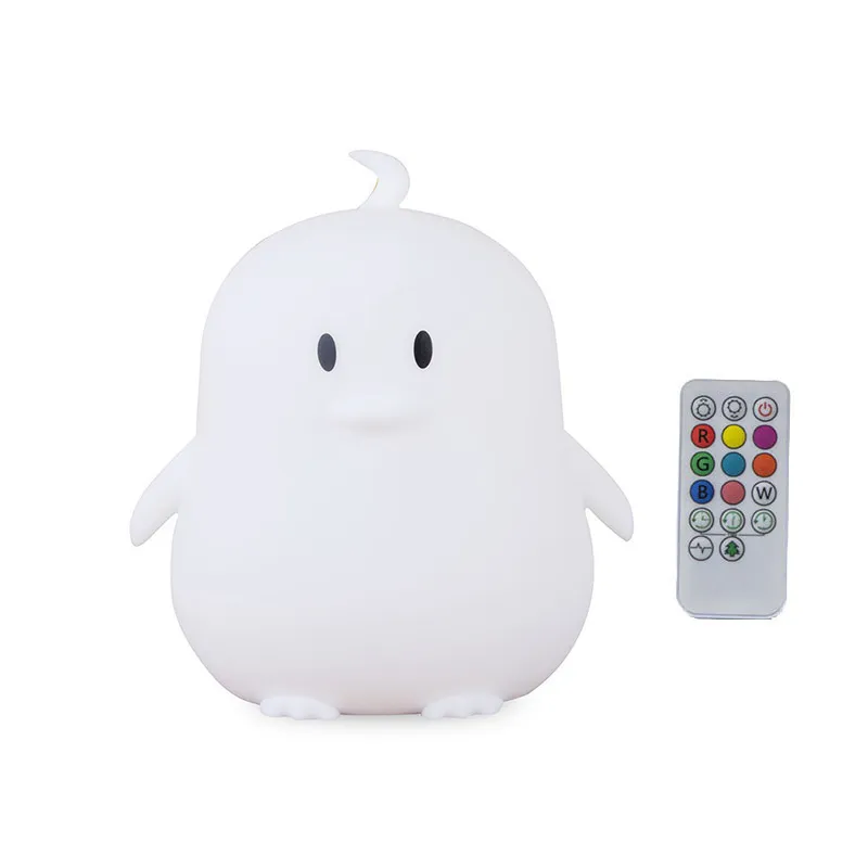 Veilleuse silicone USB Pingouin 8 couleurs - 9x11cm-0