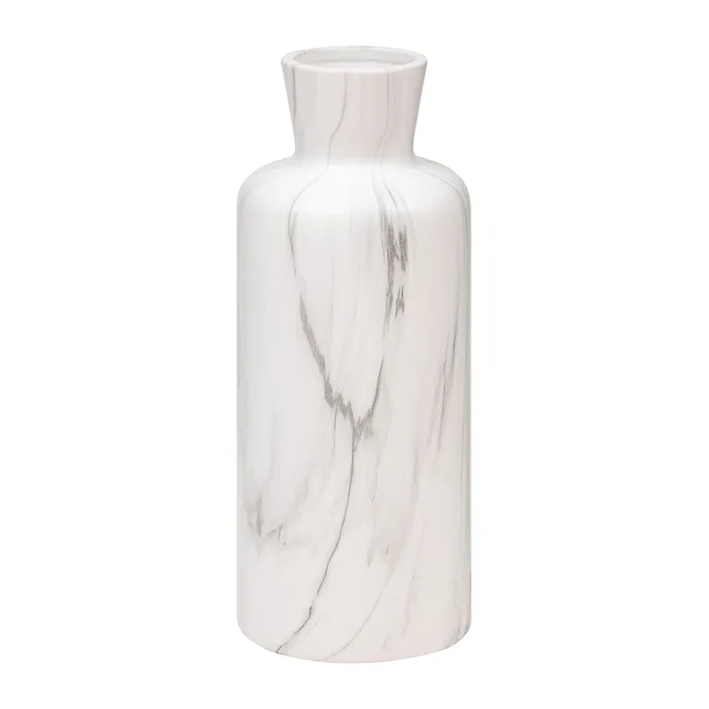 Vase Soa Céramique marbré Noir/Blanc - ø12x30cm-0