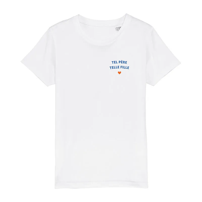 T-shirt Fille Tel père telle fille coeur BIO - Blanc-0
