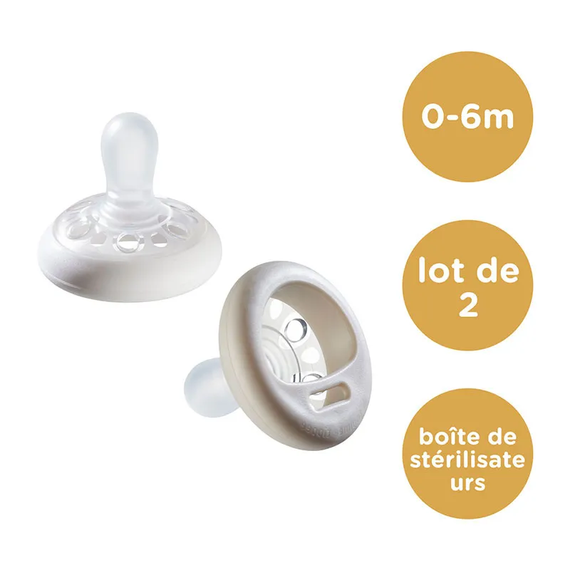 2 Sucettes Forme naturelle - 0-6m+-1
