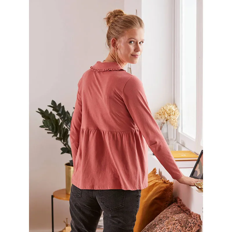 Blouse de grossesse/allait Gaze de Coton Claudine - Brique-6