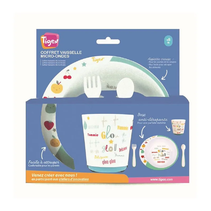 Coffret Vaisselle 4pcs Micro-ondes Miam-Miam - 6m+-4