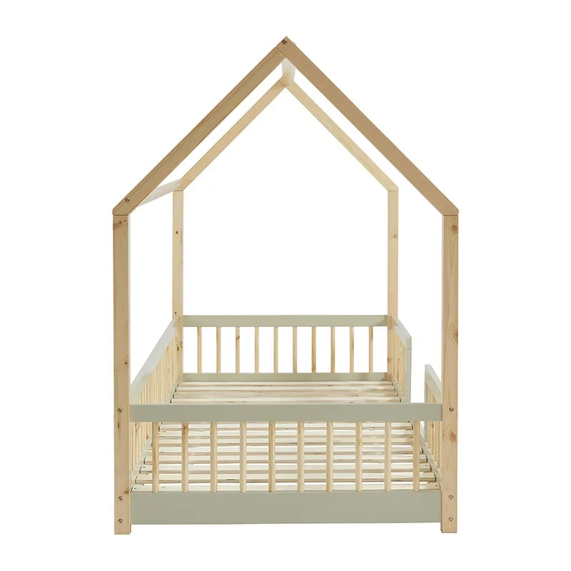 Lit cabane avec barrières Tiny Bois - 90x190cm-3