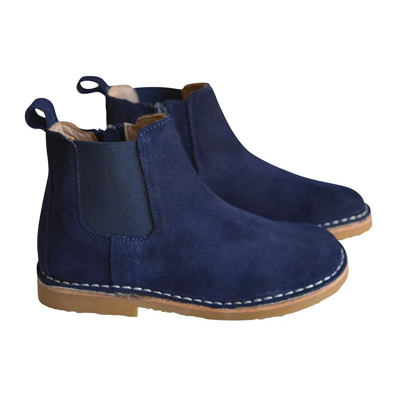 Boots bottines SOUPLES élastique mixtes SASHA - Nubuck Bleu foncé-0