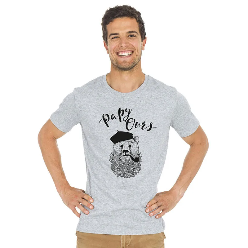 T-shirt Papy ours BIO - Gris chiné-0