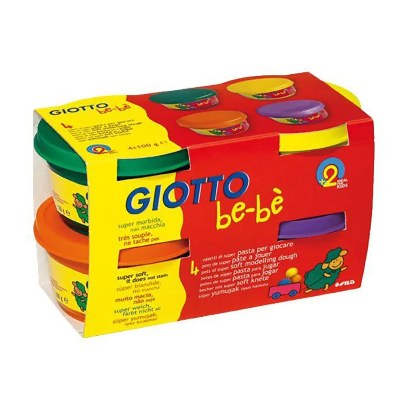 4 Pâtes à jouer Be-bè Violet/Orange/Jaune/Vert - 400g-1