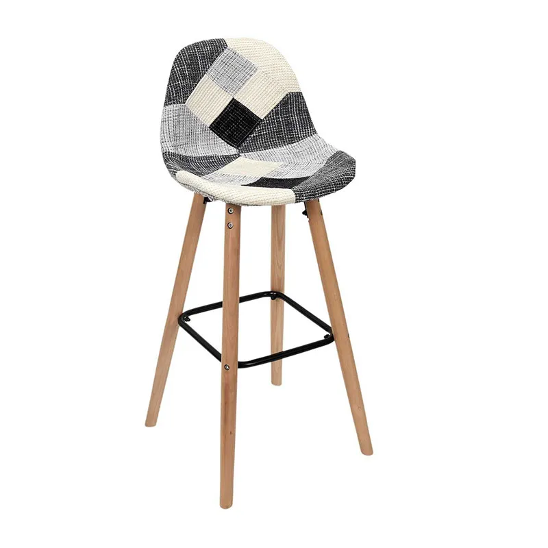 2 Tabourets de bar Patchwork Gris - 92,5x39x45cm-1