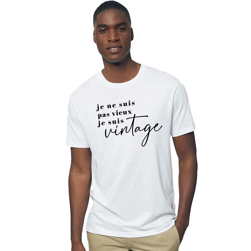 T-shirt Homme Je ne suis pas vieux je suis vintage BIO - Blanc-0