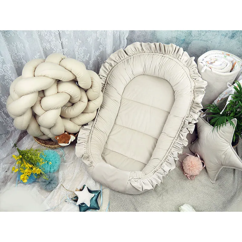 Tour de lit tressé Beige - 210cm-1