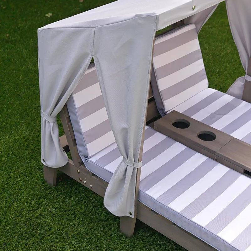 Double chaise longue avec porte-gobelets Gris - 36m+-3