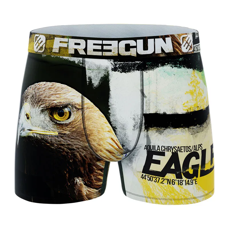 4 Boxers polyester recyclé Homme Animal Sauvage - Jaune/Blanc/Rouge/Orange-8