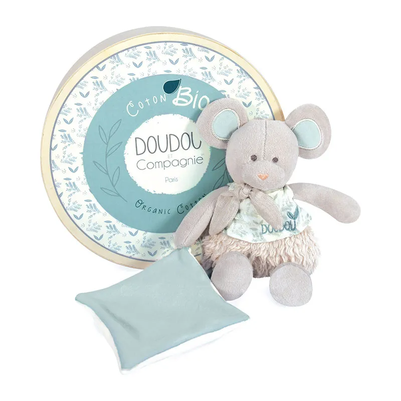 Doudou mouchoir Botanic Bio Souris Vert - 22cm-0