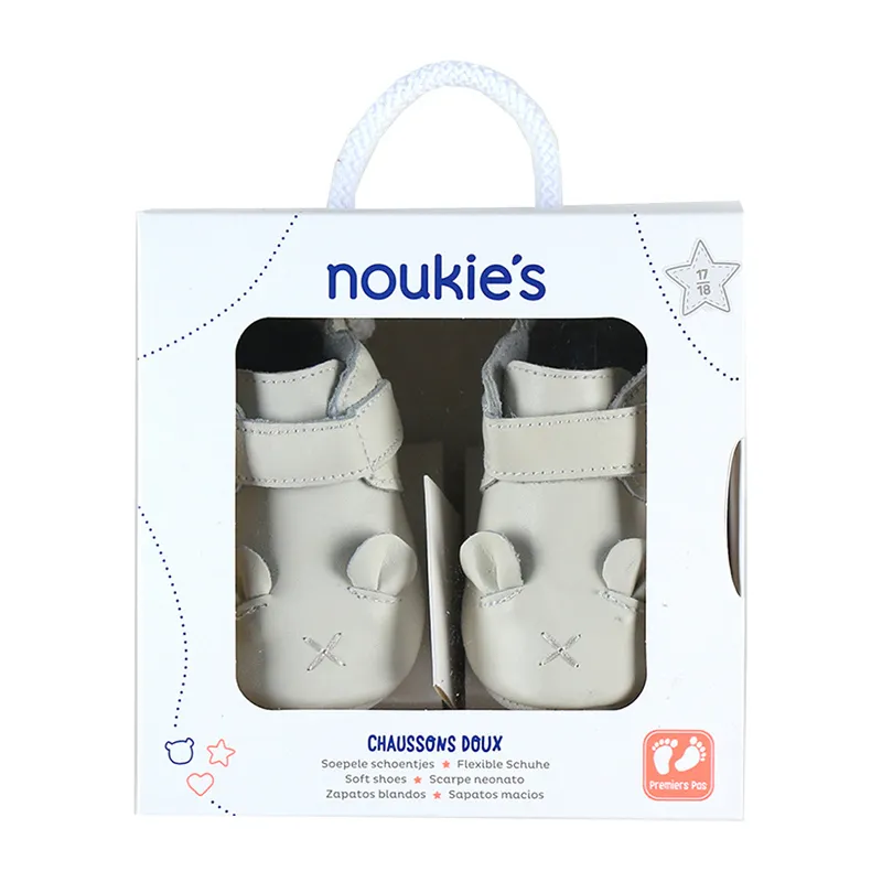 Chaussons cuir Souris - Beige-3