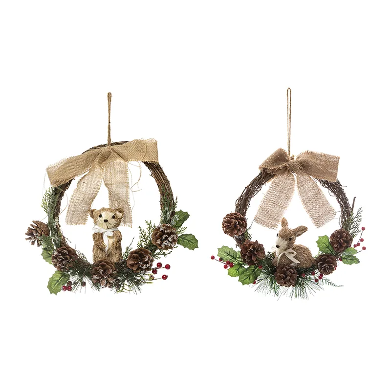 Couronne Pommes de pin & personnage Aléatoire - 30x10x32cm-0