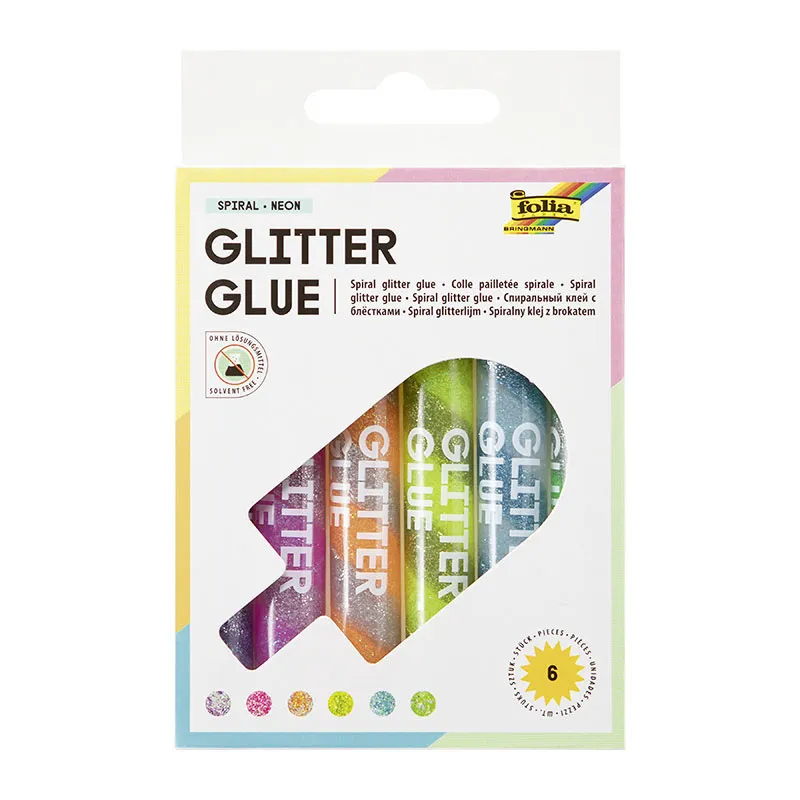 6 Tubes de colle paillettes Spirale - Néon-0