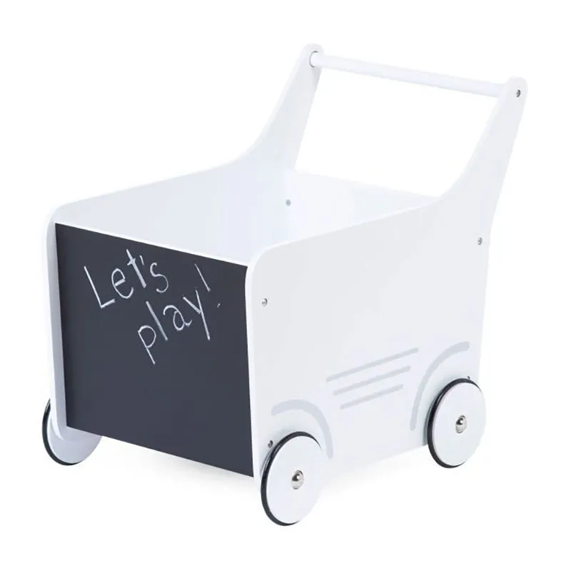 Trotteur /Chariot en Bois - Blanc-1