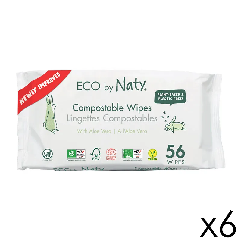 6 Paquets de Lingettes Bébé Eco compostable Aloé vera - 6x56-0