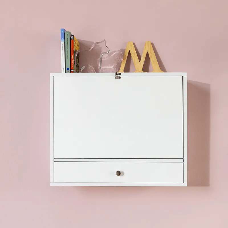 Bureau Mural Rabattable Blanc - 60x50x50cm-5