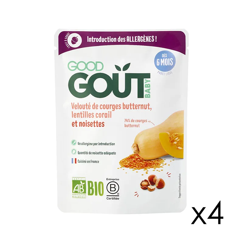4x190g Velouté de courge butternut, lentilles corail et noisette - 6m+-0