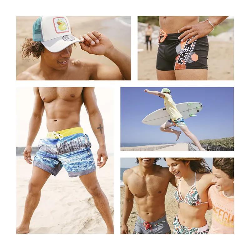 Boardshort court Homme ceinture élastiquée - Bleu-3
