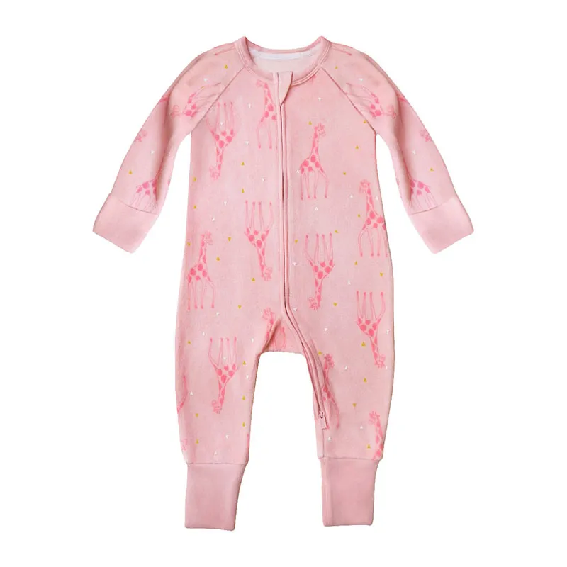 Pyjama Velours Zippy Girafe Bébé - Rose-0