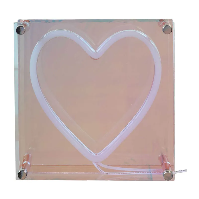 Lampe acrylique LED effet Néon Cœur - 18x18x3cm-3