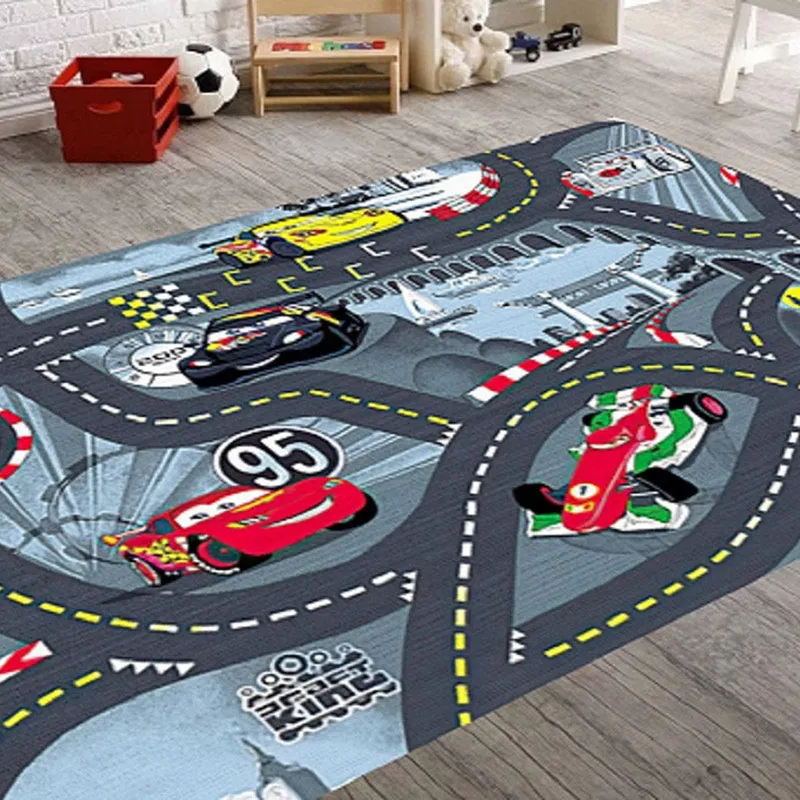 Tapis Enfant Circuit de voiture Gris - Plusieurs dim. dispos-1