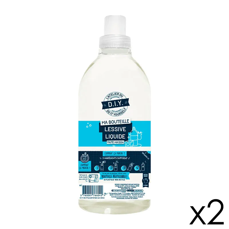 2 Contenants pour Lessive + Bouchon Doseur - 2x1L - L'ATELIER DU D.I.Y & CLEAN-0