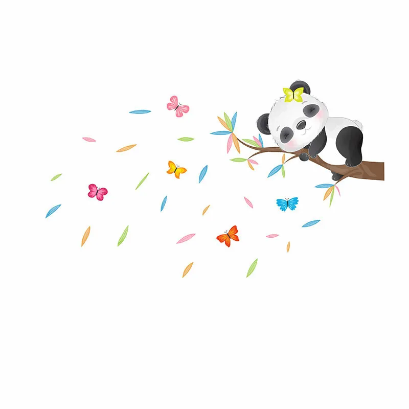 Stickers - Panda endormi sur branche d'arbre-1